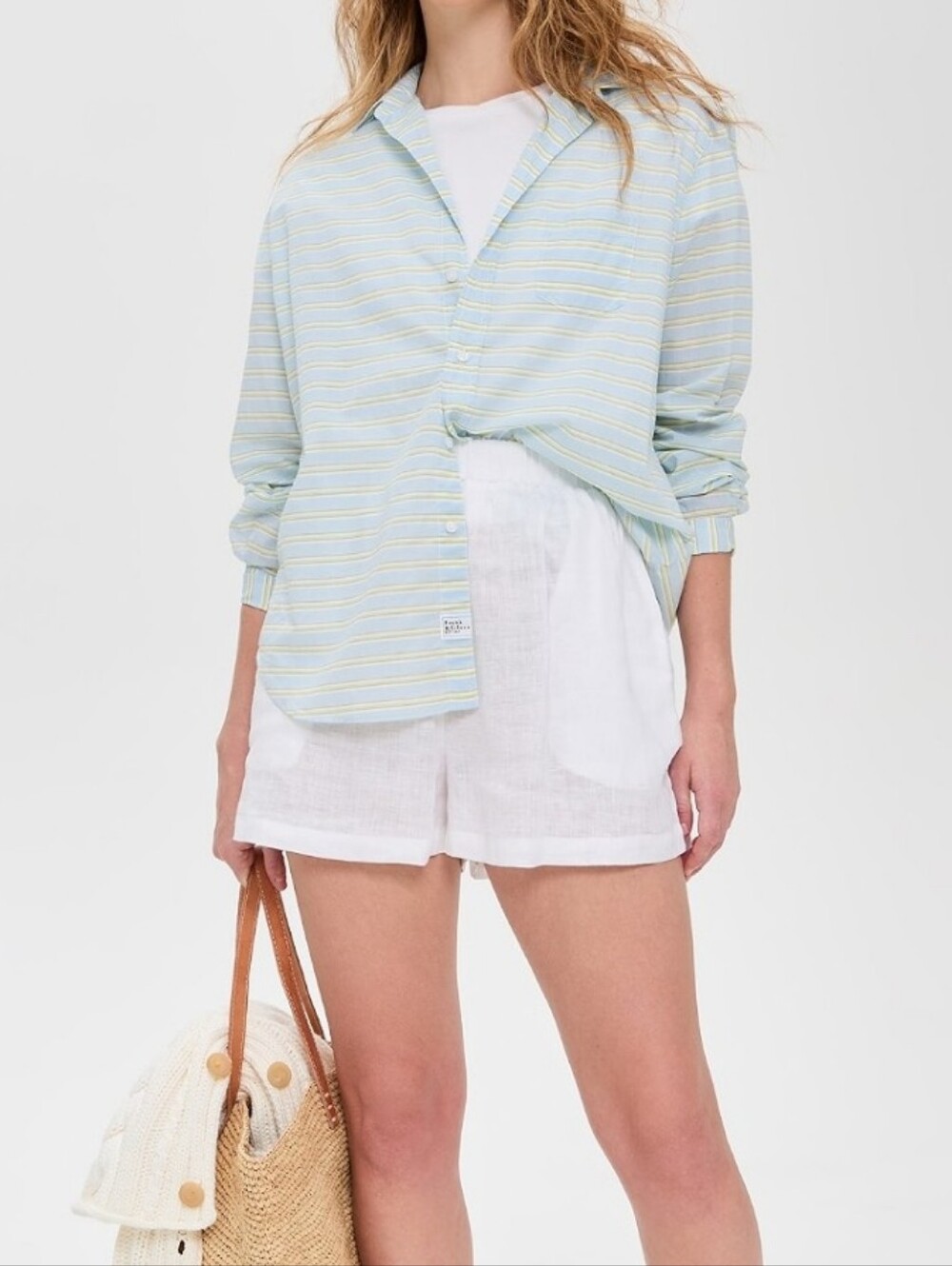 Frank & Eileen Relaxed Button-Up Shirt Chartreuse Multi Stripe Size Medium
